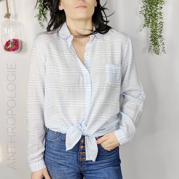 Anthropologie Tops - ♻️LILI'S CLOSET blue stripe tissue cotton shirt412
